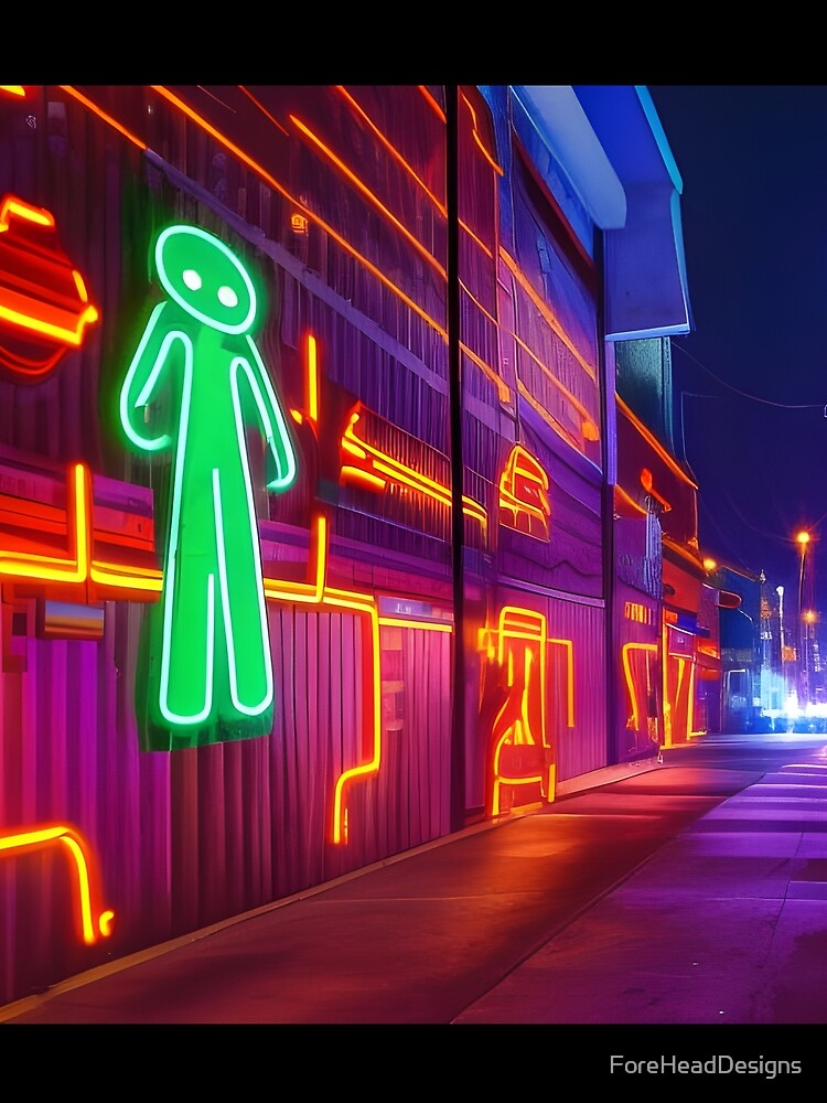 Outside a Neon Nightclub in a Neon Street | Cyberpunk by ForeHeadDesigns