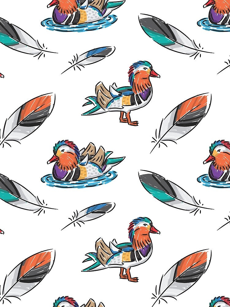 Mandarin ducks and colorful feathers by AleksOrel