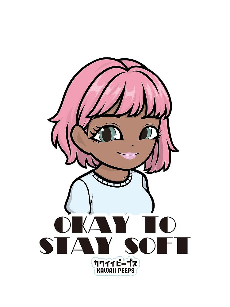 Pastel Power Crew Okay to Stay Soft – Pastel Kawaii Soft Girl Self Care Quote Design by P-L-Sardines
