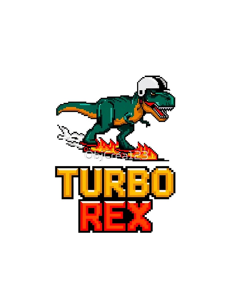 Pixel Art T-Rex Skateboarding - Retro Gaming Dinosaur Design by ObjCrea123