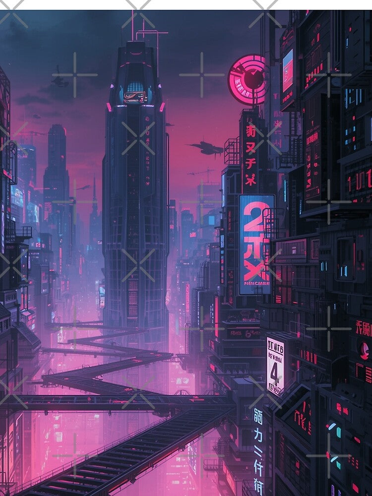 Neon Cyberpunk City – Y2K Futuristic Asian Cityscape2 by Gadet100