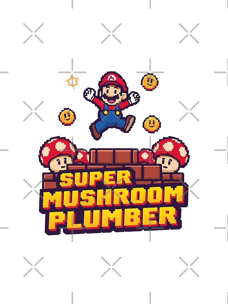 Super Mushroom Plumber – Cute Retro Pixel Gaming Graphic for Gamers by Dhenin Studio