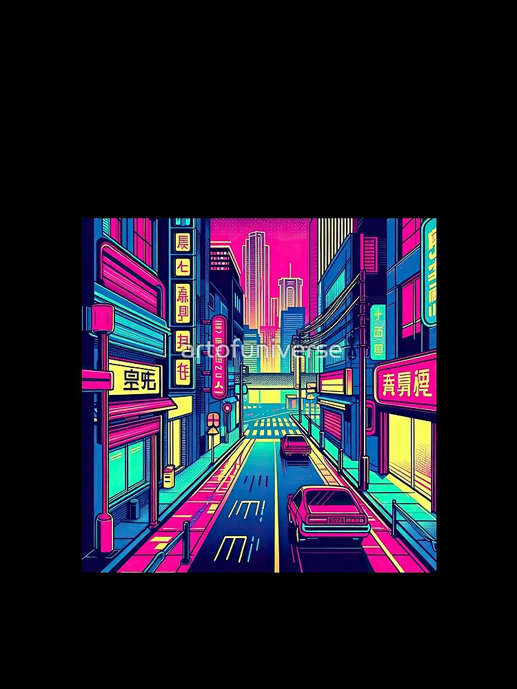 Neon-lit Cyberpunk Street Pop Art Style by artofuniverse