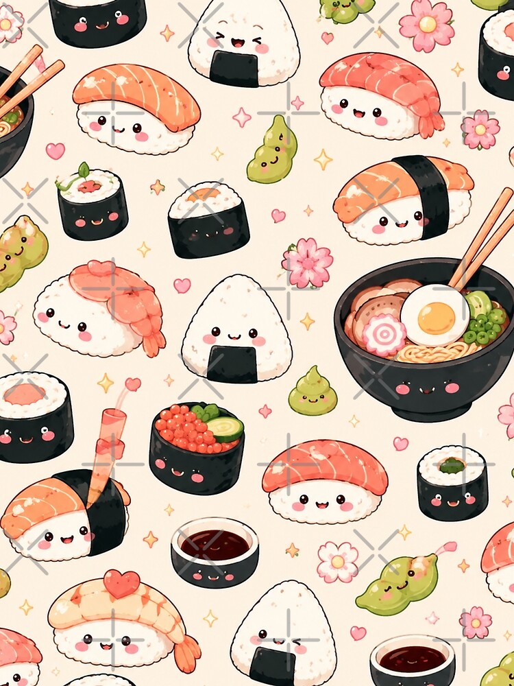 Kawaii Food Pattern | Cute Japanese Food Aesthetic by Aramdesing