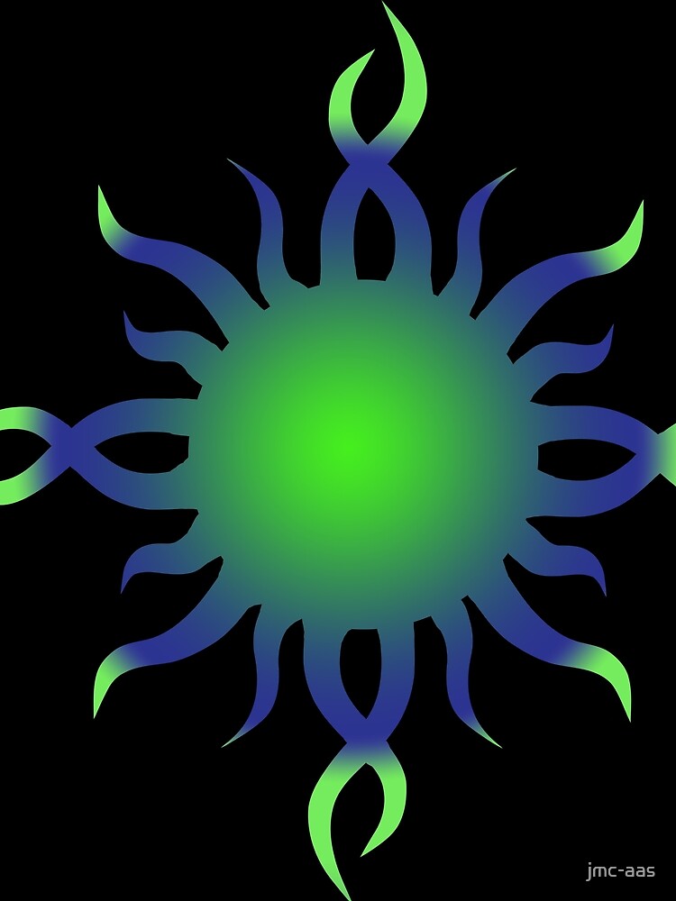 Gradient blue green tribal sun by jmc-aas