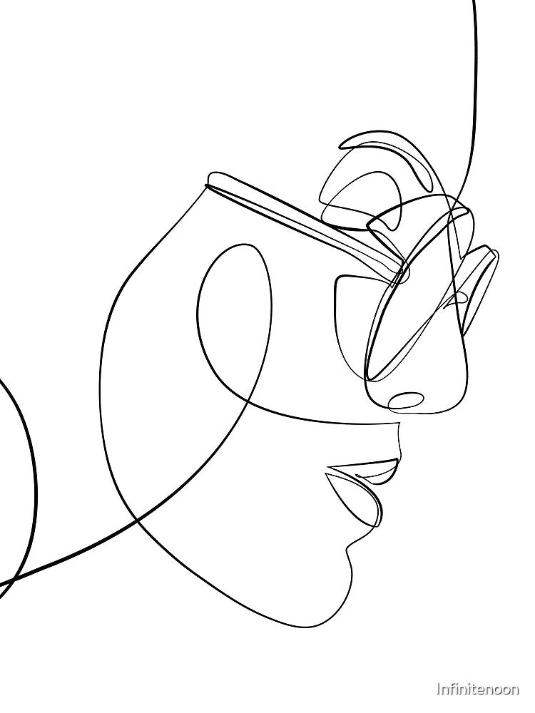"Side Profile" Girl With Glasses One Line by Infinitenoon