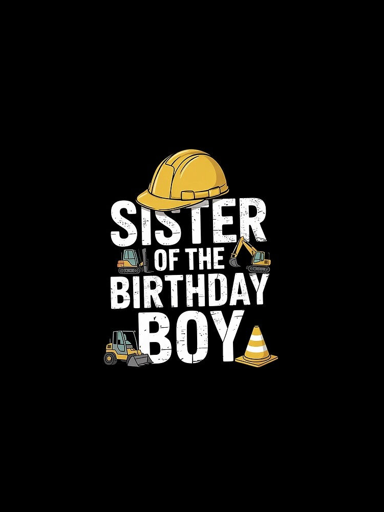 Sister of birthday boy matching family construction party by angolinnArt