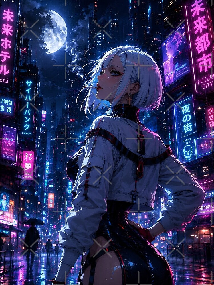 Cyberpunk Neon City Girl | Futuristic Anime Warrior Night Aesthetic by Dyan4