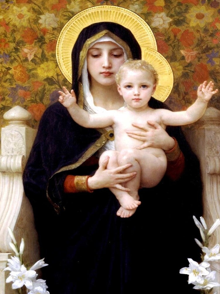 William-Adolphe Bouguereau's The Virgin of the Lilies by mosfunky