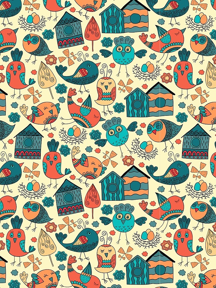 Abstract colorful hand drawn floral pattern design by Somberlain
