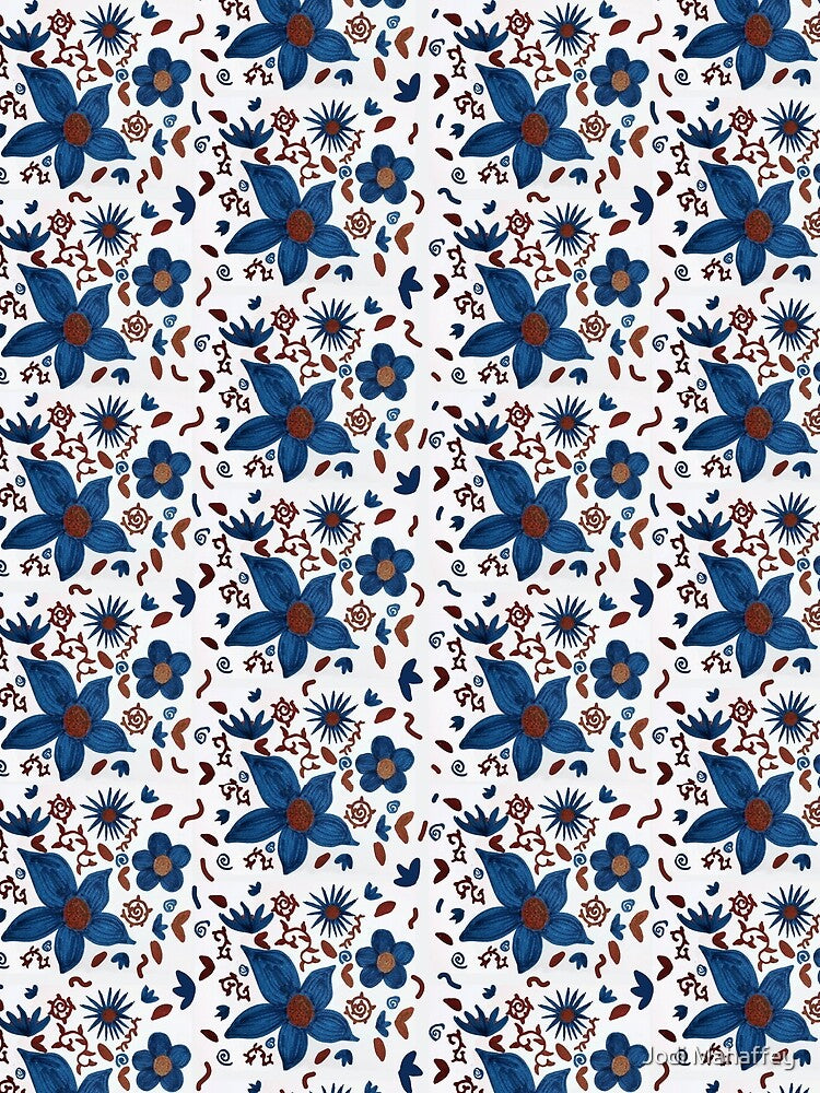 Doodle Indigo flowers by Jodi Mahaffey