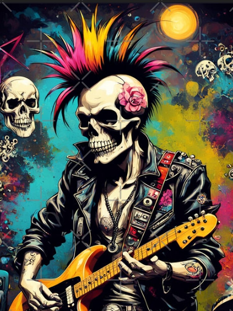 Skeleton Rocker Vintage Abstract Graffiti by TheDarkWardrobe