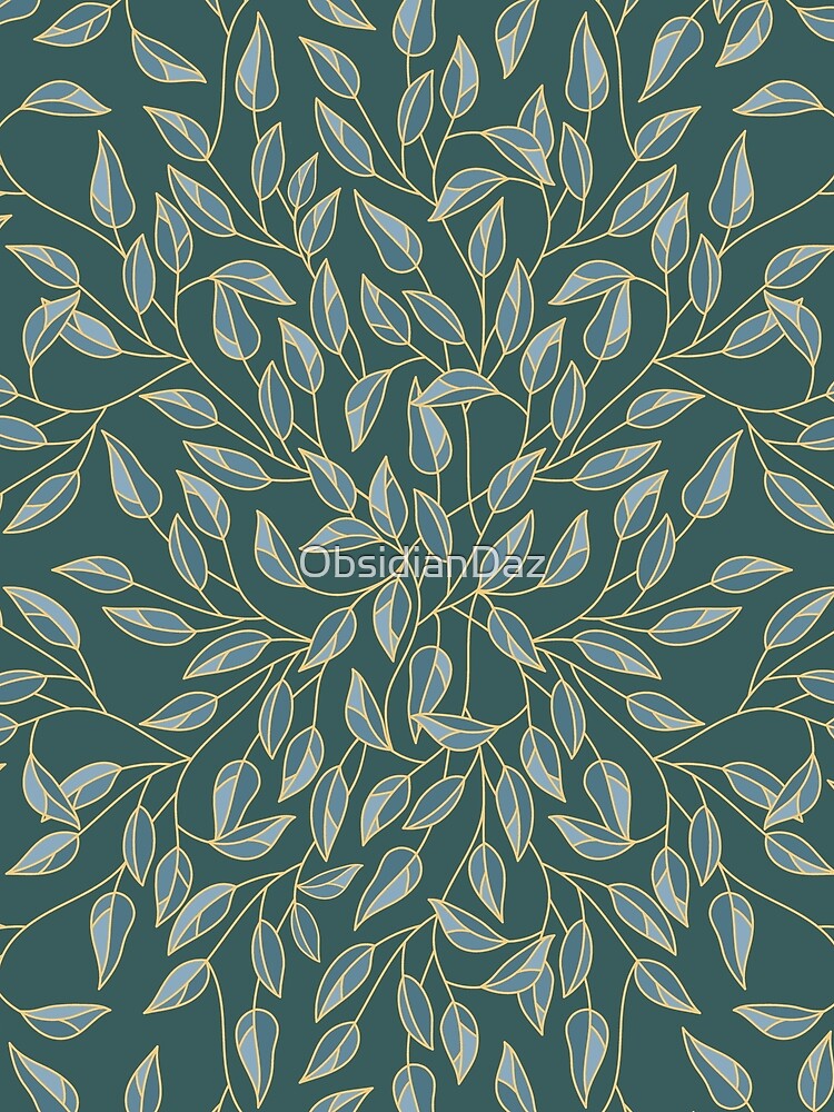 Leaves Pattern (Gold Line Art, Green) by ObsidianDaz