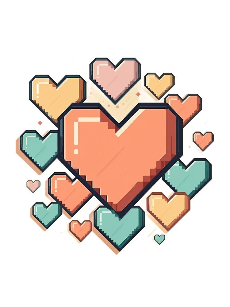 Pixel Art Heart Design - Retro Colorful Love Pattern by ashrafzain