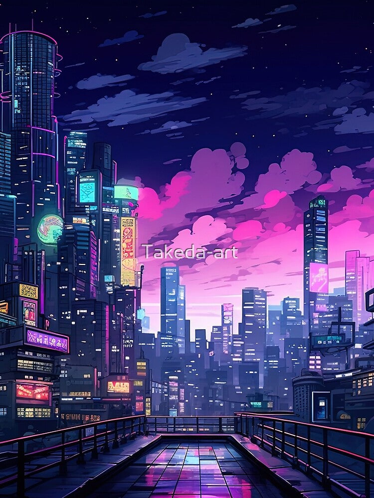 Cyberpunk City Rooftop by Takeda-art