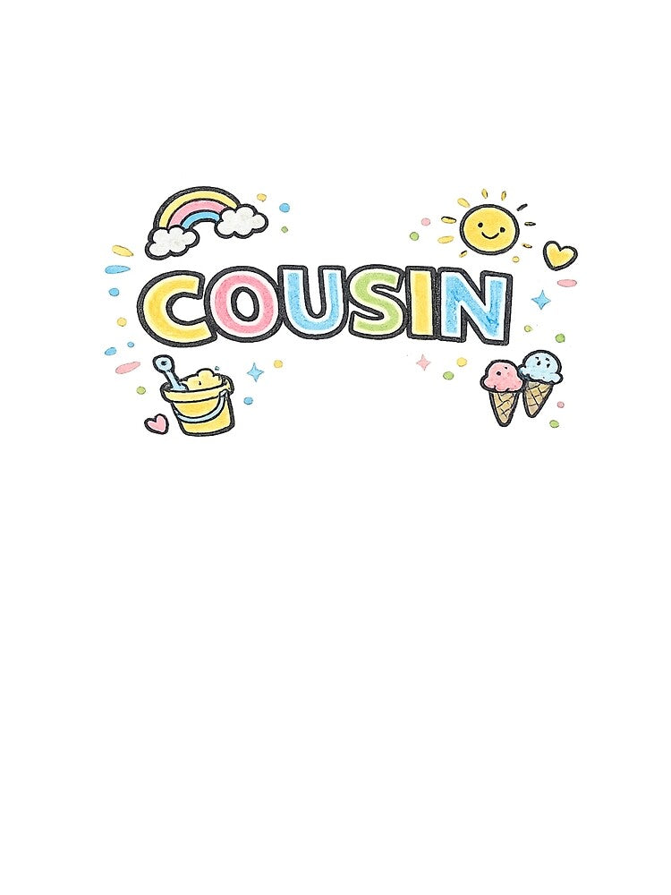 Cousin - Childlike Crayon Lettering Art by LEFTERIS-DESIGN