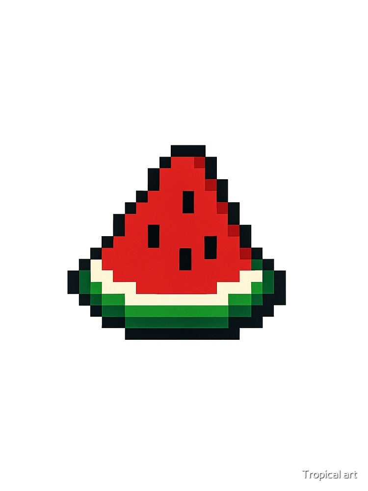 Pixel Watermelon Slice 8-Bit Retro Gaming Art by Tropical art