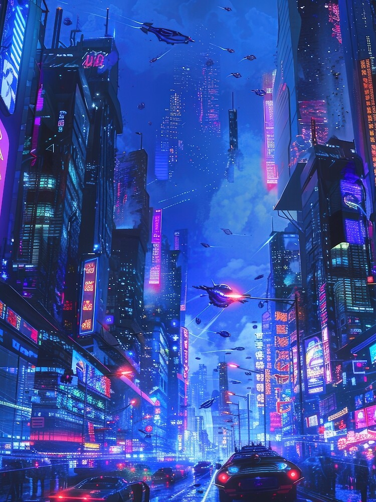 Neon Futuristic Cityscape by JedsOnline