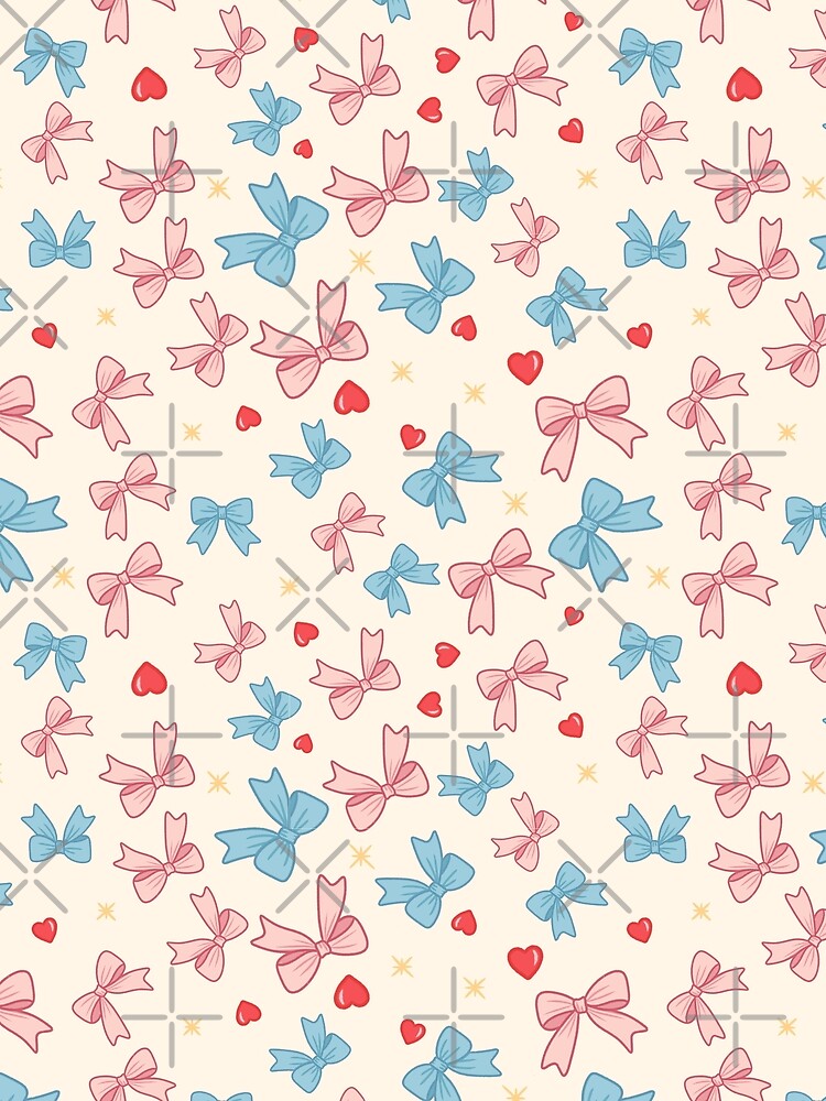 Kawaii Pastel Bows & Hearts | Cute Pastel Bows | Soft Pastel Bows & Hearts - Cute Seamless Pattern by FWLclub