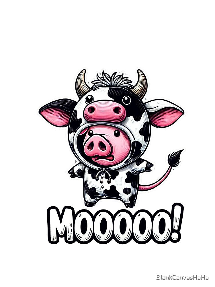 Funny Pig in Cow Costume Shirt - Mooooo Design for Animal Lovers by BlankCanvasHaHa