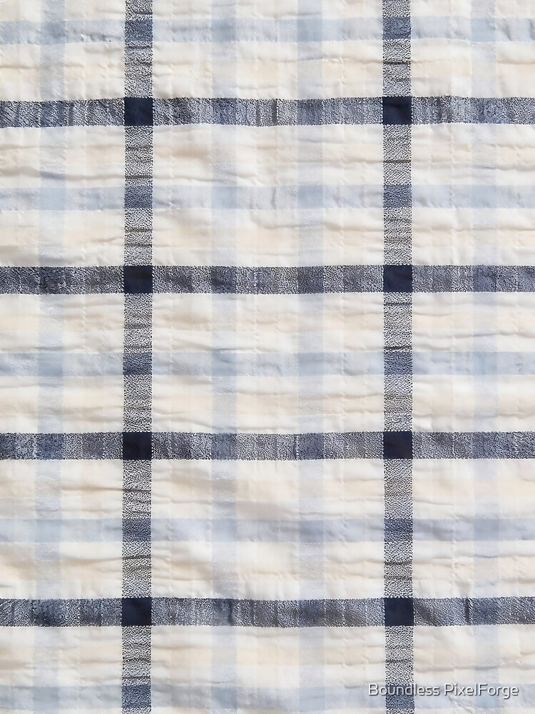 Blue and Cream Plaid Fabric by Boundless PixelForge