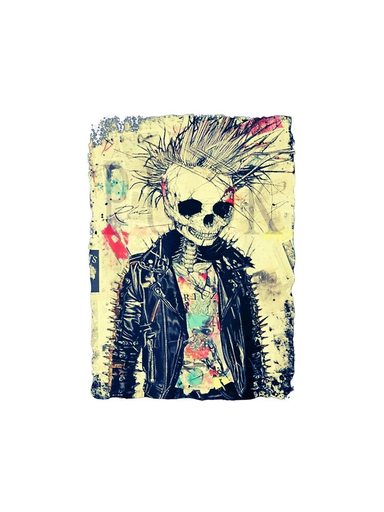 Vintage Punk Rock Skull - Gothic Biker Art by Colorful-Garden