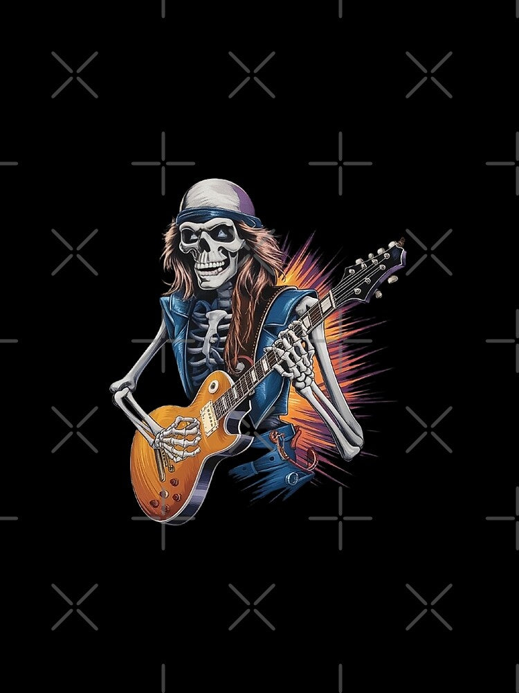 Skeleton Rock Star Playing Guitar Illustration for Music Fans by love3617
