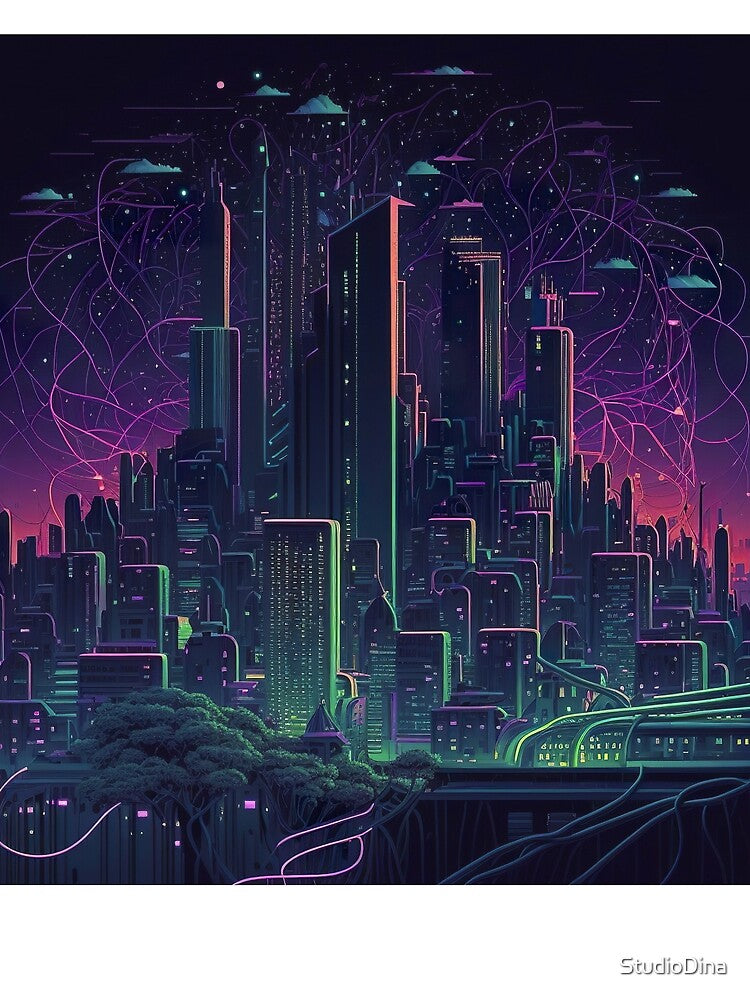 Neon Cyberpunk Future City by StudioDina