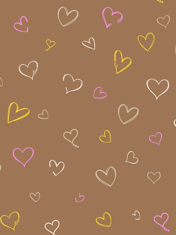 Hand drawn yellow, pink, and white hearts by SimoesArtistry