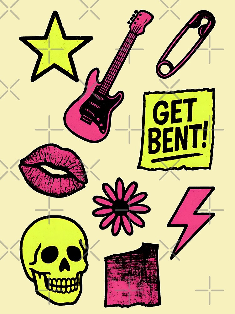 Retro Punk Rock Aesthetic Design in Neon Pink and Yellow by Imaginationbeyond