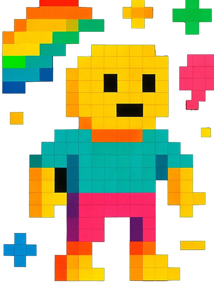 Pixel Rainbow Character – Colorful Retro 8-Bit Style Art by Samuk-Fern