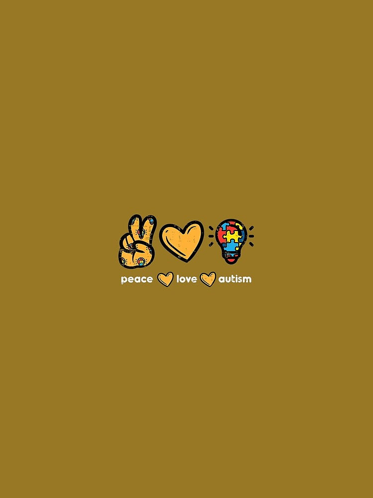 Peace Love Autism Cool Awareness ASD Hippie Men Women Kids by nadryloreciu
