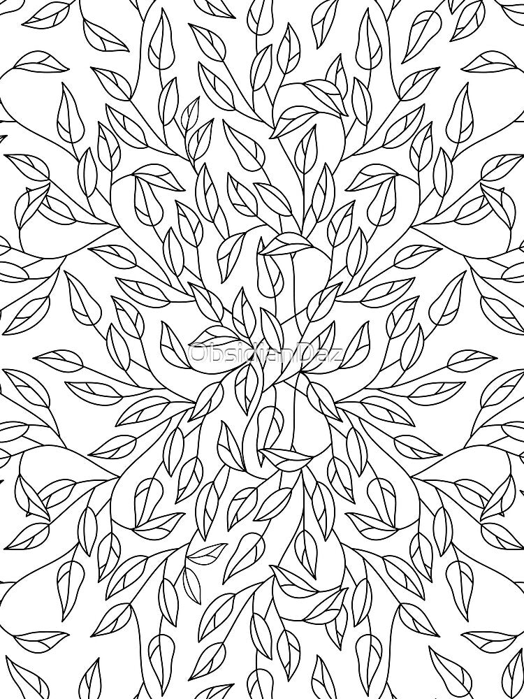 Leaves Pattern (Black Line Art) by ObsidianDaz