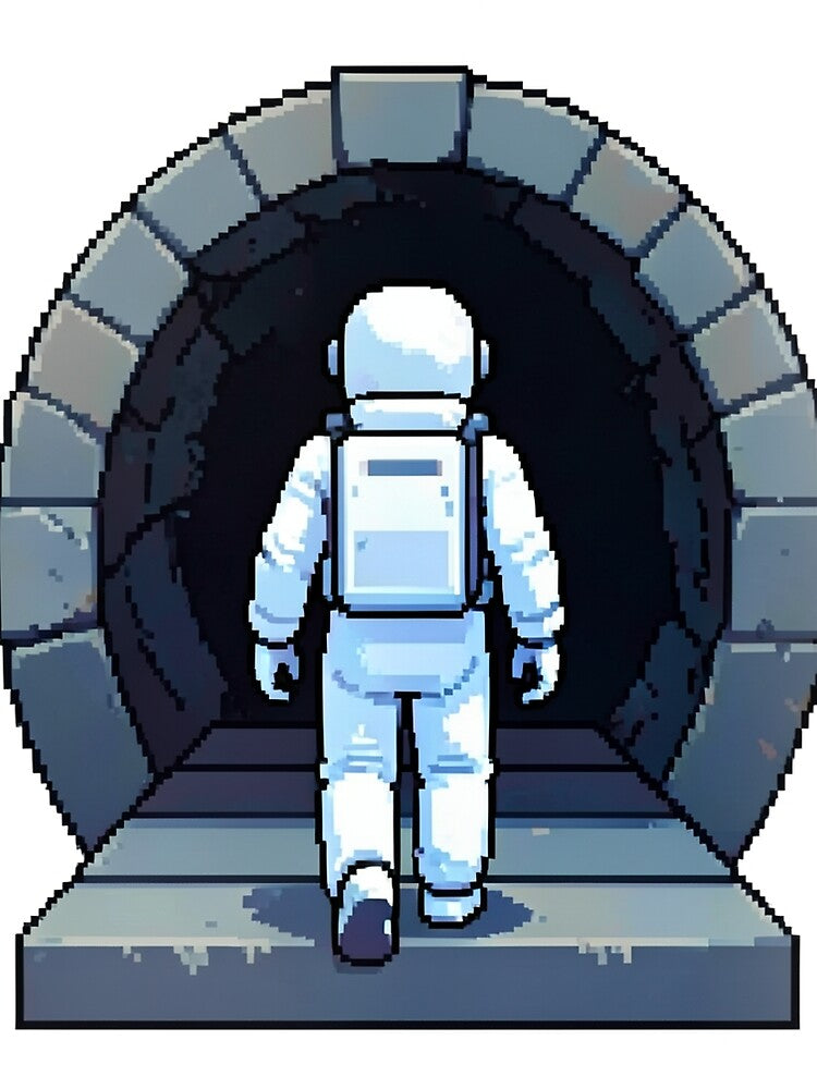 Pixel Art Astronaut Walking to Tunnel by Bloomkept