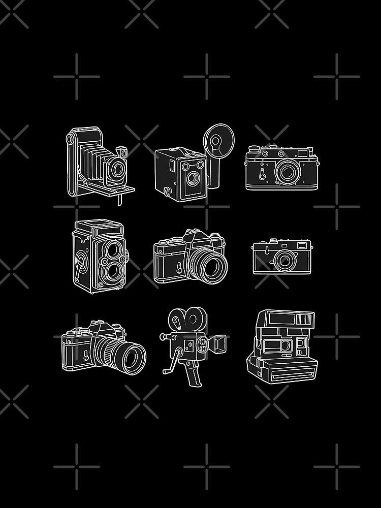 Vintage Camera Line Art minimalist retro photographer by chattsuede