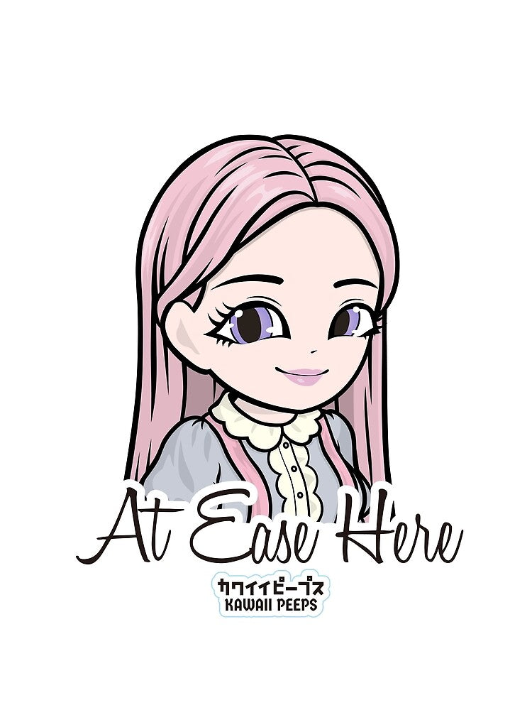 Pastel Power Crew At Ease Here – Pastel Kawaii Soft Girl Calm Self Care Quote Design by P-L-Sardines