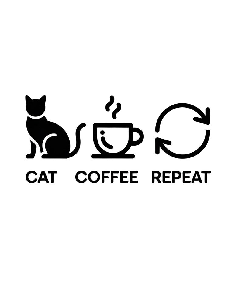 Cat Coffee Repeat Minimalist Cat Lover Coffee Shirt by CQ-Art