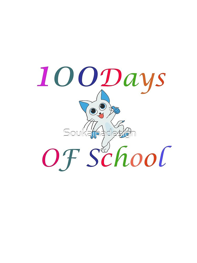 100 Days Of School , Cat Lover Gift For Teacher Students by Soukainadesign