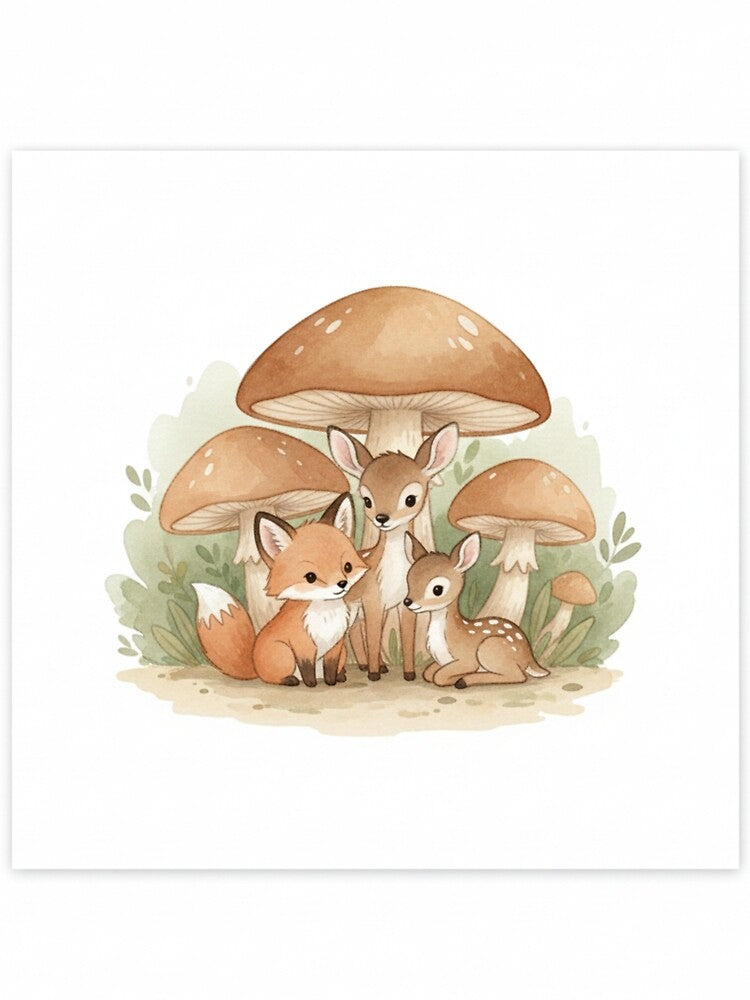 3 friends are sitting together in the shadow of the mushrooms by Madebypiyu