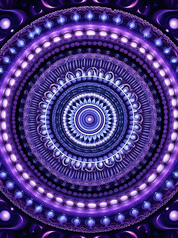 a purple circular design background, in the style of kaleidoscopic designs, light violet by PinkPinkArts