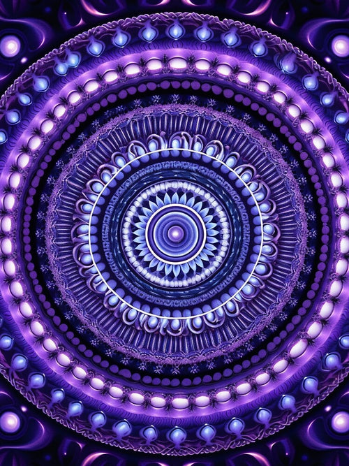a purple circular design background, in the style of kaleidoscopic designs, light violet by PinkPinkArts