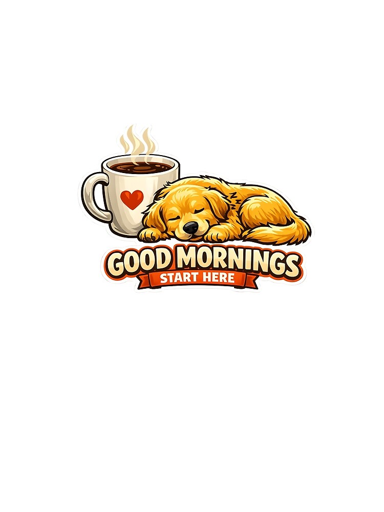 Good Mornings Start Here – Cute Golden Retriever Coffee Lover Morning Dog Design by Sahil Randhawa