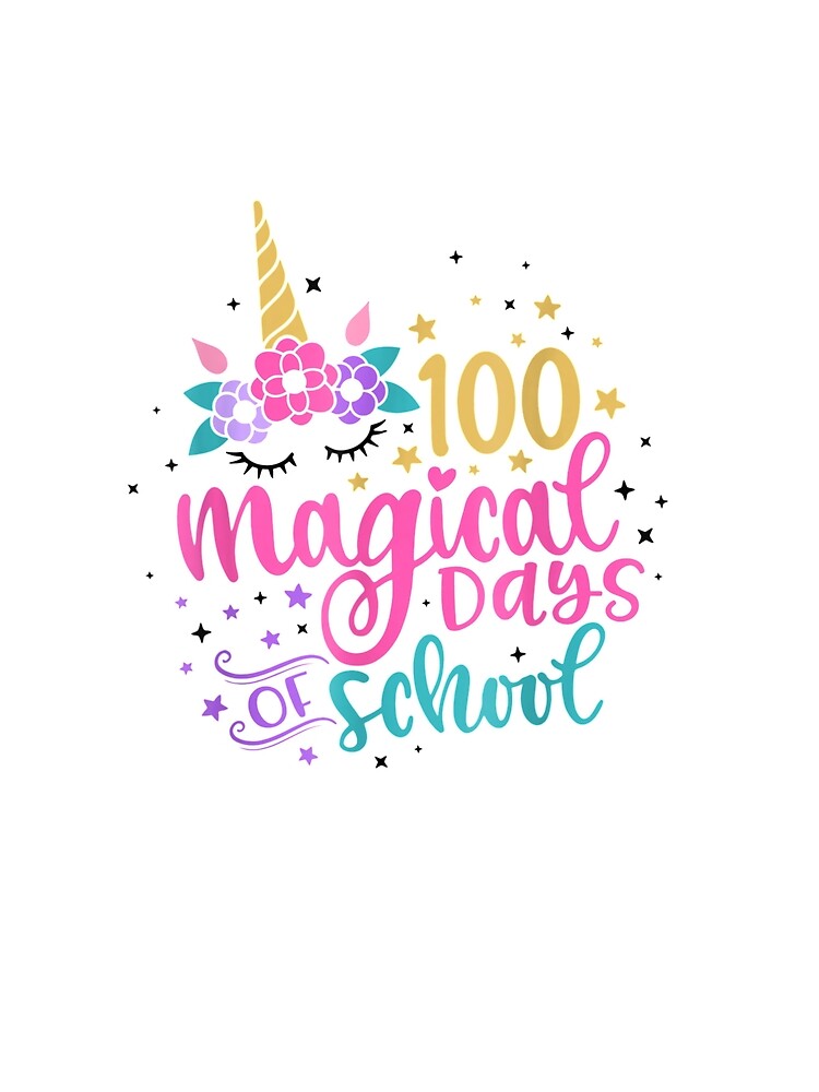 100 Magical Days of School Unicorn Gift Teacher Student by Wendiart