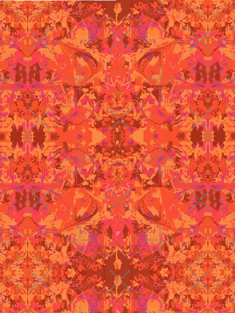 Abstract Red Orange Exclusive Pattern by LIRAZ ZIV