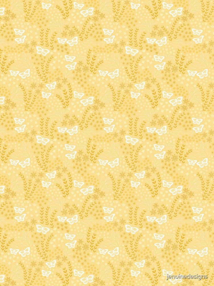Ditsy Butterfly Floral - yellow by jenuinedesigns