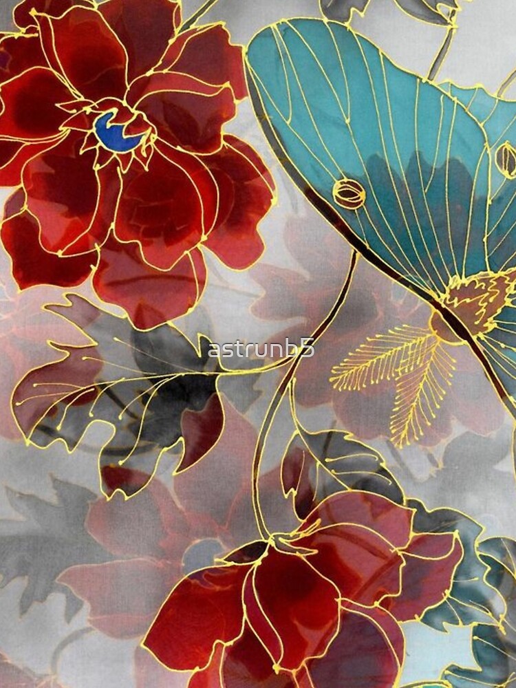 Roses and butterfly pattern with gold lines effect by astrunb5