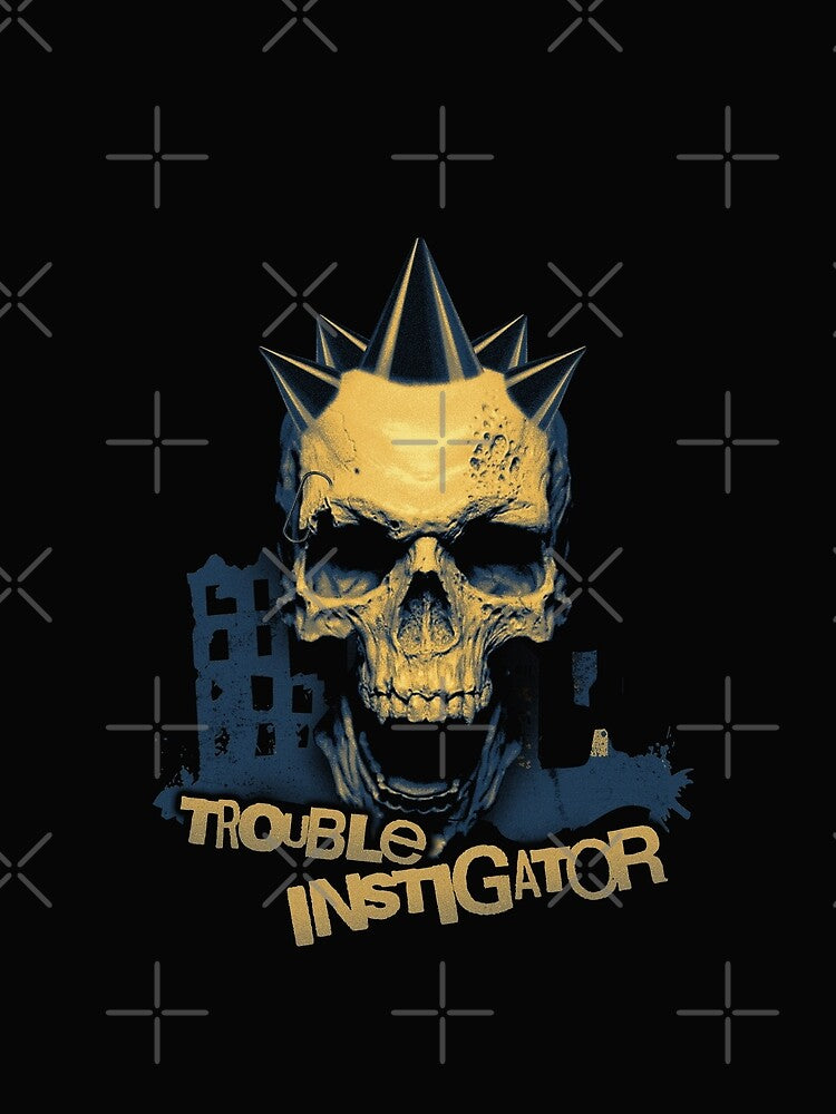 Trouble Instigator Punk Skull Grunge Street Urban Rock Metal Blue Yellow by CaozStore