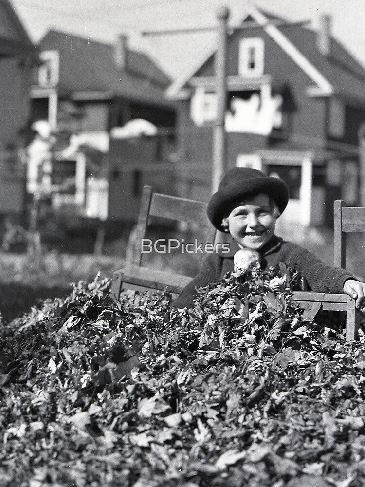 Vintage Girl in Leaf Pile by BGPickers