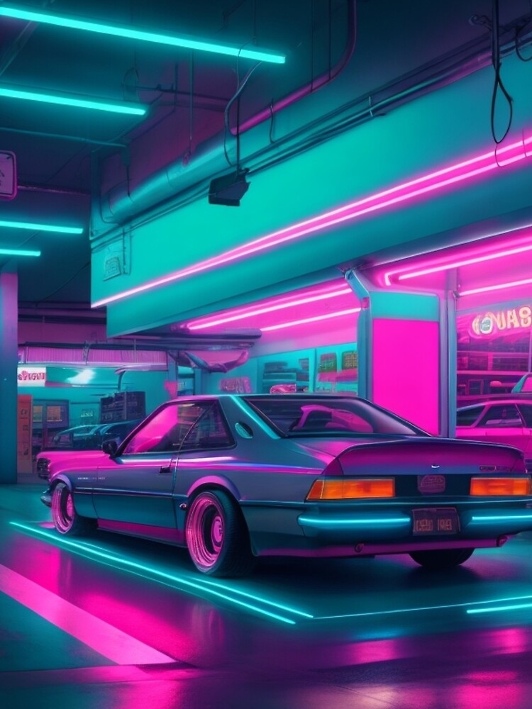 Neon city, car garage by mikaws