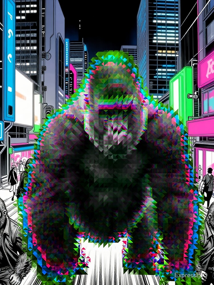 Cyberpunk Gorilla City - Digital Mosaic Graphic by Express210
